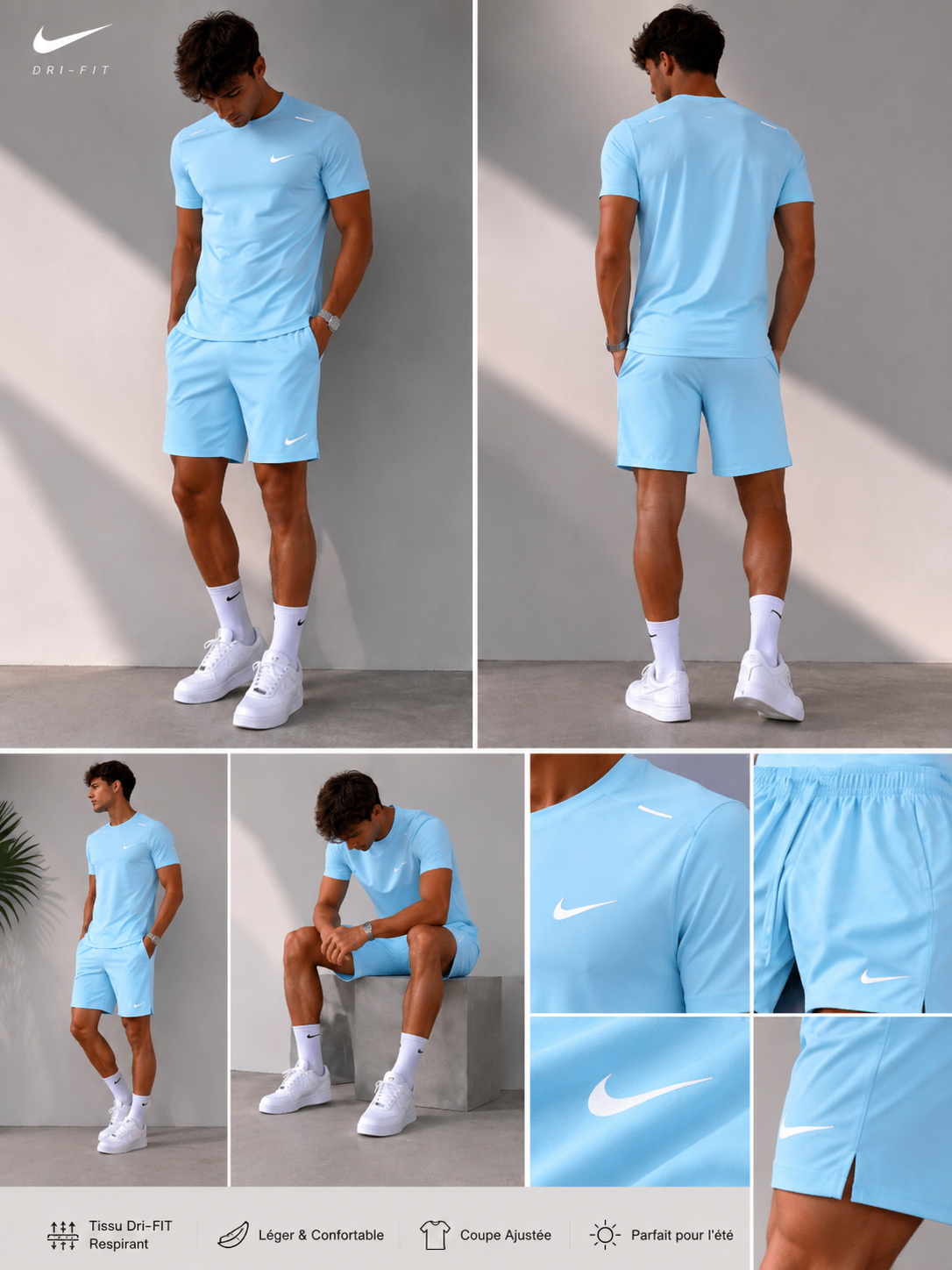 Ensemble Nike Dri-FIT Bleu Ciel